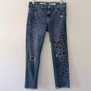 Pilcro & The Letterpress Starry, Starry Night embroidered slim boyfriend Denim
